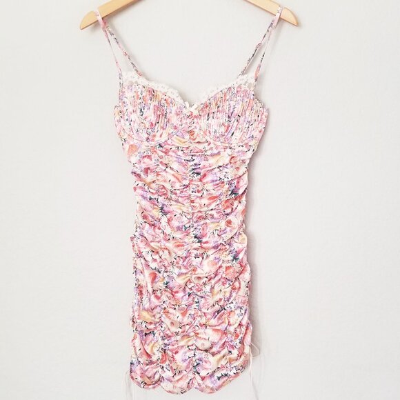 FOR LOVE & LEMONS Gardenia Mini Dress S Ruched Sweetheart Corset Romantic $228 - Picture 7 of 16